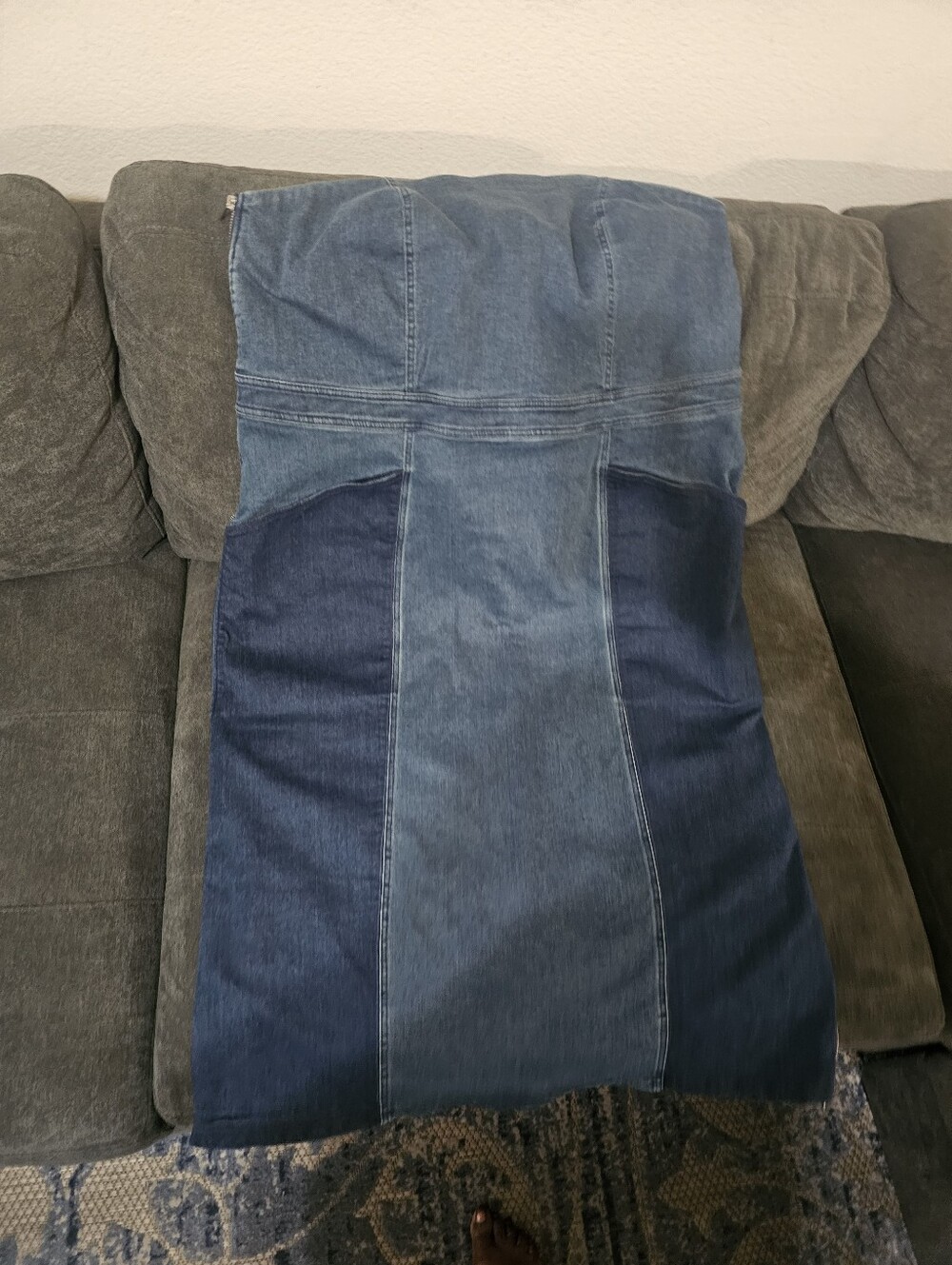 ELOQUII NWT Strapless Denim Patchwork Midi Dress – Plus Size✨ NEW WITH TAGS! ✨ - Picture 7 of 8